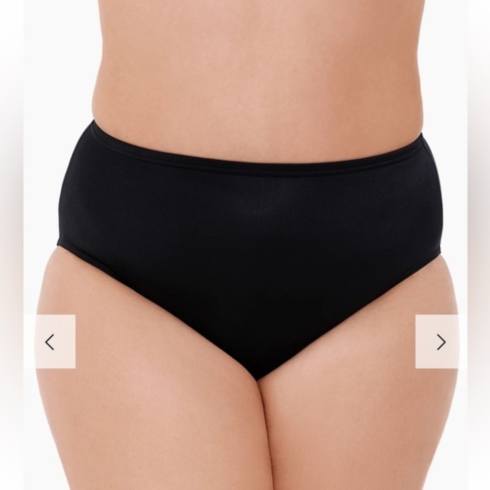 Miraclesuit Basic Brief Swim Bottoms Black 22W‎ Plus Tummy Control